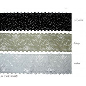 1m Spitze elastisch 80mm breit - Farbwahl (schwarz, beige, weiss)  E80-01